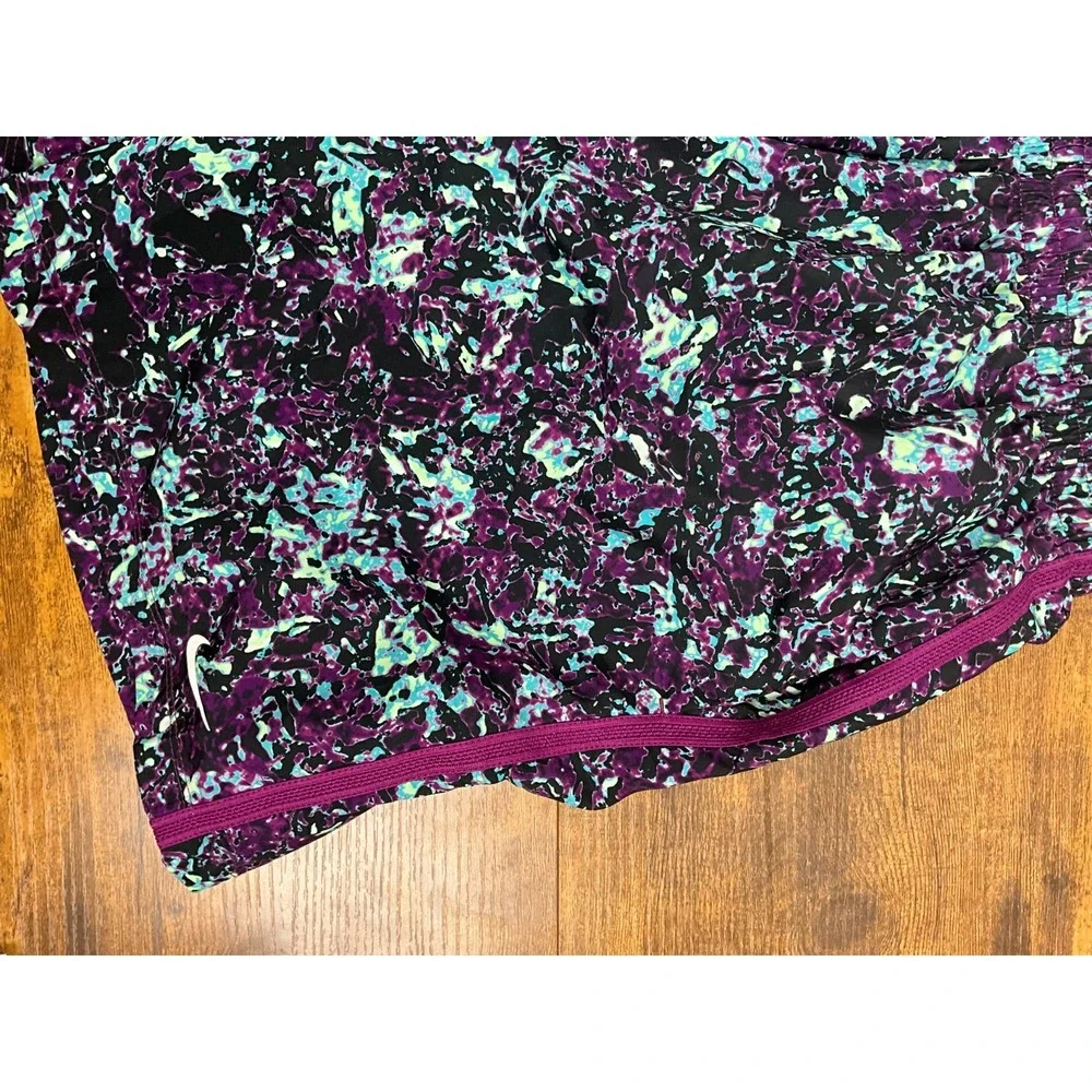 Nike‎ Dri-FIT Running Shorts Purple Aqua Abstract Print Teen's Size L Thailand